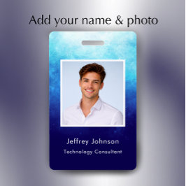 Op maat gemaakt modern uniek blauw foto ID persone Badge