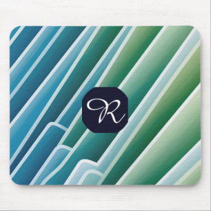 Op maat gemaakt monogram blauw groen abstract muis muismat