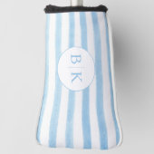 Op maat gemaakt monogram blauwe gestreepte golf he golfheadcover (Draai 90)