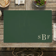 Op maat gemaakt monogram bosgroene fluwelen modern