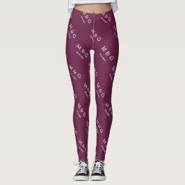 Op maat gemaakt monogram datumpatroon stijlvol bor leggings