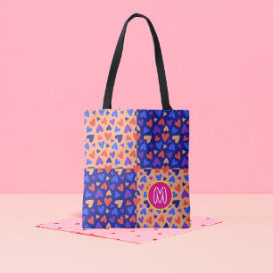 Op maat gemaakt monogram Decora Kawaii Harten Maxi Tote Bag