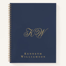 Op maat gemaakt monogram donkerblauw goud minimali