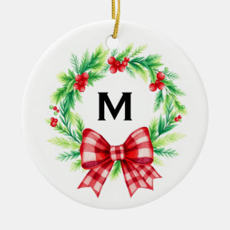 Op maat gemaakt monogram eerste kerst getrouwd orn keramisch ornament