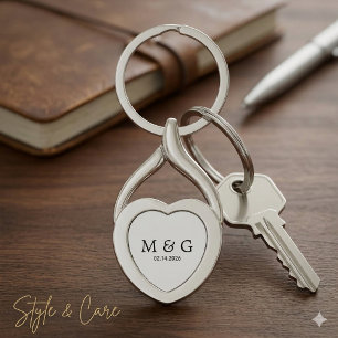 Op maat gemaakt monogram en datum gepersonaliseerd sleutelhanger