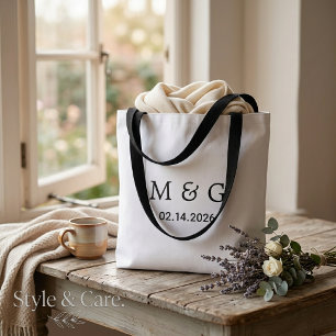 Op maat gemaakt monogram en datum gepersonaliseerd tote bag