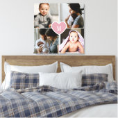 Op maat gemaakt monogram familie foto collage roze canvas afdruk (Insitu (Slaapkamer))