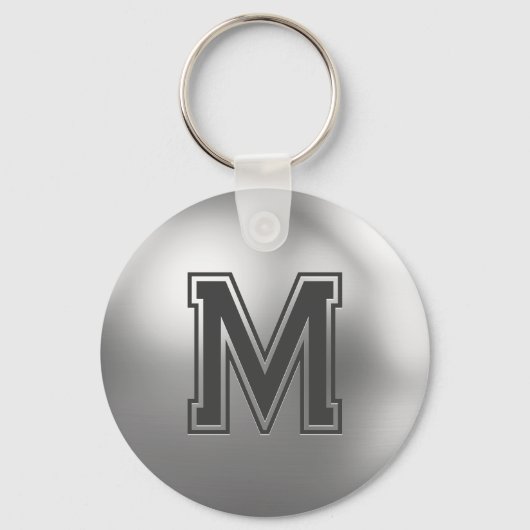 Op maat gemaakt monogram geborsteld metaal cool sleutelhanger (Voorkant)