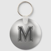Op maat gemaakt monogram geborsteld metaal cool sleutelhanger (Achterkant)