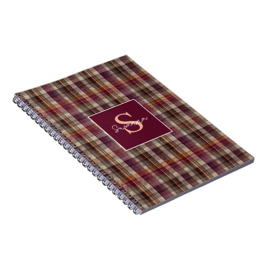 Op maat gemaakt monogram gingham stijlpatroon notitieboek (Rechterzijde)