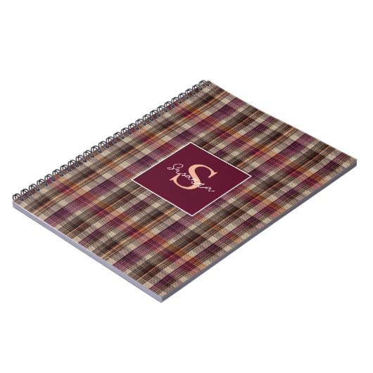 Op maat gemaakt monogram gingham stijlpatroon notitieboek (Linkerzijde)