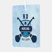 Op maat gemaakt monogram Initiaal Hurling Gaelic e Metalen Ornament (Voorkant links)