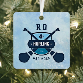 Op maat gemaakt monogram Initiaal Hurling Gaelic e Metalen Ornament