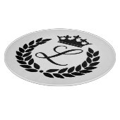 Op maat gemaakt monogram laurierbladeren en kroon snijplank (Hoek)