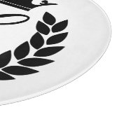 Op maat gemaakt monogram laurierbladeren en kroon snijplank (Hoek)