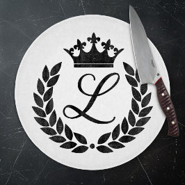 Op maat gemaakt monogram laurierbladeren en kroon snijplank