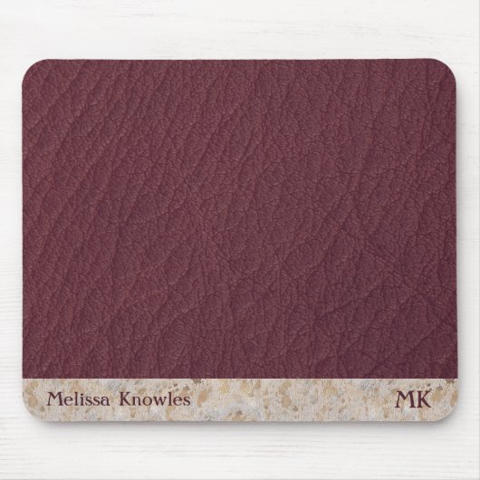 Op maat gemaakt monogram mannelijk modern burgundy muismat (Voorkant)