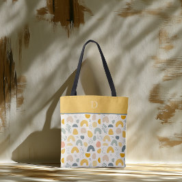 Op maat gemaakt monogram met abstract boogpatroon tote bag