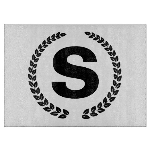 Op maat gemaakt monogram met laurierbladeren snijplank (Voorkant)