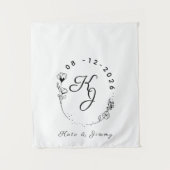 Op maat gemaakt monogram naam & datum elegante tro wandkleed (Voorkant)