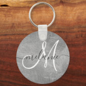 Op maat gemaakt monogram naam handschrift zilverfo sleutelhanger (Voorkant)