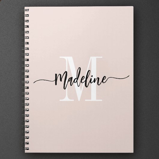Op maat gemaakt monogram naam modern script krulle notitieboek