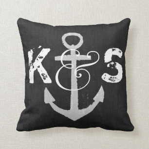 Op maat gemaakt monogram nautisch schoolbord kusse kussen