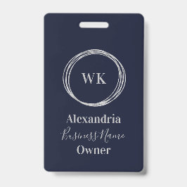 Op maat gemaakt monogram navy goud personeelsnaam badge
