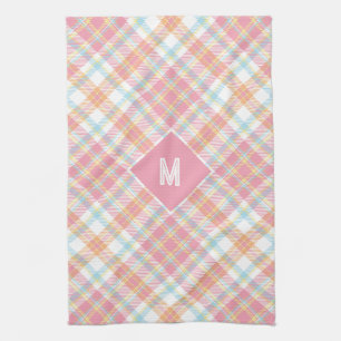 Op maat gemaakt monogram plaid / tartan patroon theedoek