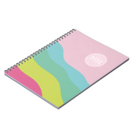 Op maat gemaakt monogram regenboog trendy kleurrij notitieboek