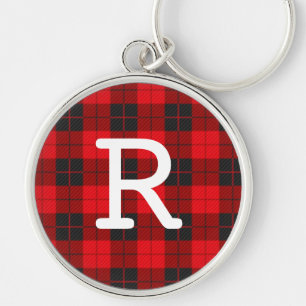 Op maat gemaakt monogram rood buffel carreaux flan sleutelhanger