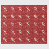 Op maat gemaakt monogram rood glitterscript cadeau cadeaupapier (Vlak)