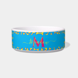 Op maat gemaakt monogram turquoise cartoon ontwerp voerbakje