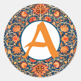 Op maat gemaakt monogram William Morris ronde stic Sticker