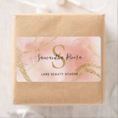 Op maat gemaakt monogramlabel in roze en goud marm etiket (Insitu)