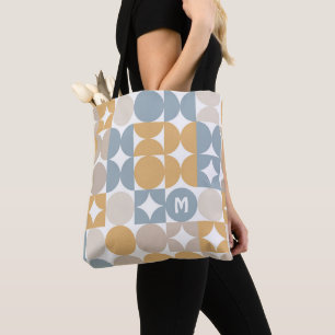 Op maat gemaakt mosterd taupe grijs blauw retro ku tote bag