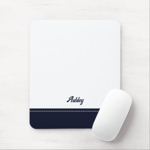Op maat gemaakt navyblauw wit gepersonaliseerd pre muismat