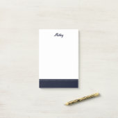 Op maat gemaakt navyblauw wit gepersonaliseerd pre post-it® notes (Op bureau)