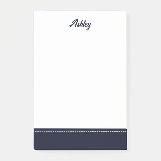 Op maat gemaakt navyblauw wit gepersonaliseerd pre post-it® notes (Voorkant)