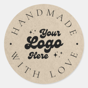 Op maat gemaakt nep-kraft zakelijk logo handgemaak ronde sticker