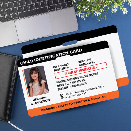 Op maat gemaakt noodfoto ID-badge voor kinderen Badge