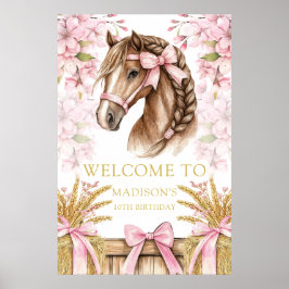 Op maat gemaakt paardontwerp met kersenbloesems &  poster