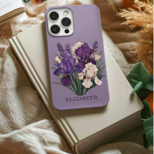 Op maat gemaakt paarse boeket bloemen telefoonhoes Case-Mate iPhone 14 pro hoesje
