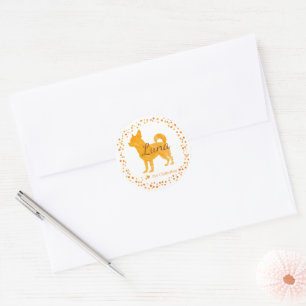 Op maat gemaakt pastel oranje chihuahua silhouet s ronde sticker