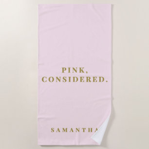 Op maat gemaakt Pastel Roze Goud Minimalistisch Mo Strandlaken