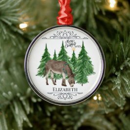 Op maat gemaakt persoonlijk ezel kerstfeest metalen ornament