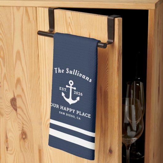 Op maat gemaakt persoonlijk monogram nautisch anke theedoek (Derde Gevouwen)