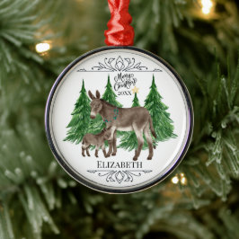 Op maat gemaakt Persoonlijke Ezel Kerstmis Metalen Ornament