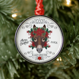 Op maat gemaakt Persoonlijke Ezel Kerstmis Metalen Ornament