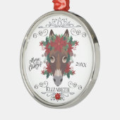 Op maat gemaakt Persoonlijke Ezel Kerstmis Metalen Ornament (Links)